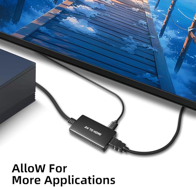 Kirzi Female RCA to HDMI Out Cable Converter Adapter with HDMI and RCA Cables, CVBS Composite AV to HDMI Converter
