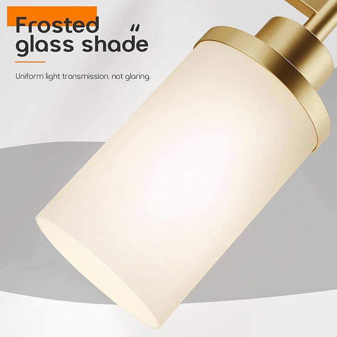 AONEON Vanity Lighting Fixtures with White Frosted Glass Gold Wall Lamp for Bathroom Mirror Bedroom, Living Room, Kitchen Cabinet, Washroom Porch T001GD-L1
