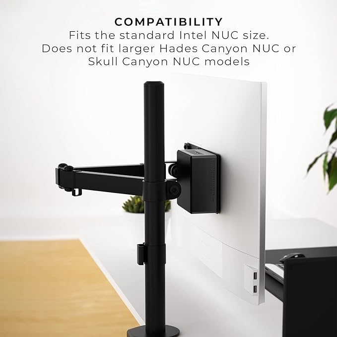 HumanCentric Mounting Bracket Compatible with Intel NUC, VESA Monitor Arm Extension Plate for NUC Mini PC Computer, 75x75mm and 100x100mm Patterns, Does not fit Hades and Skull Canyon NUC