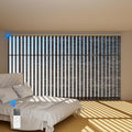 Blindify Motorized Vertical Blinds, Light Filtering Sliding Door Shades Vertical Shades Remote Control Customize, Jacquard Dark Grey