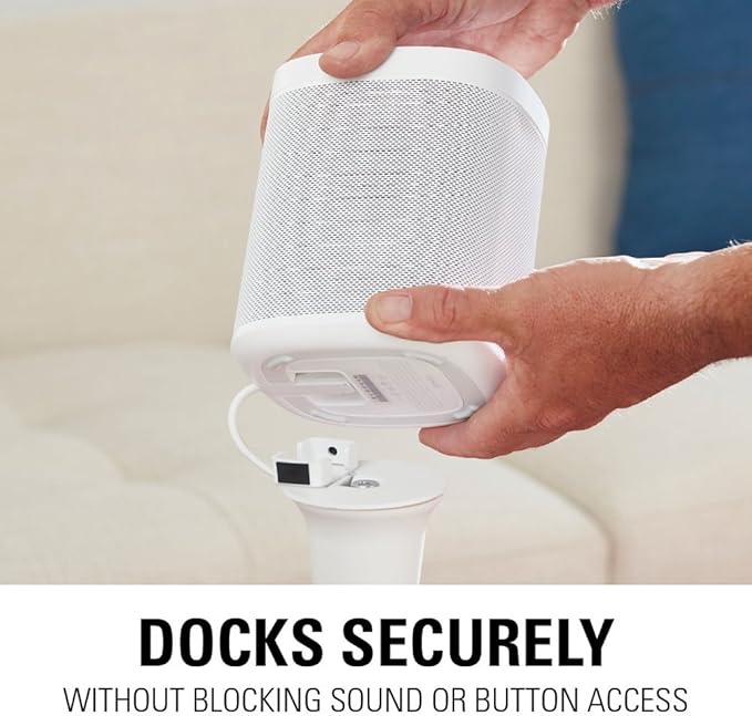 SANUS Wireless Sonos Speaker Stand for Sonos One, Play:1, & Play:3 - Audio-Enhancing Design with Built-in Cable Management - Pair (White) - WSS22-W1