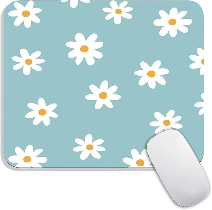 Armanza Square Mouse Pad Little Daisy,Personalized Premium-Textured Custom Mouse Mat Design,Washable Mousepad Cloth,Non-Slip Rubber Base Computer Mouse Pads for Wireless Mouse
