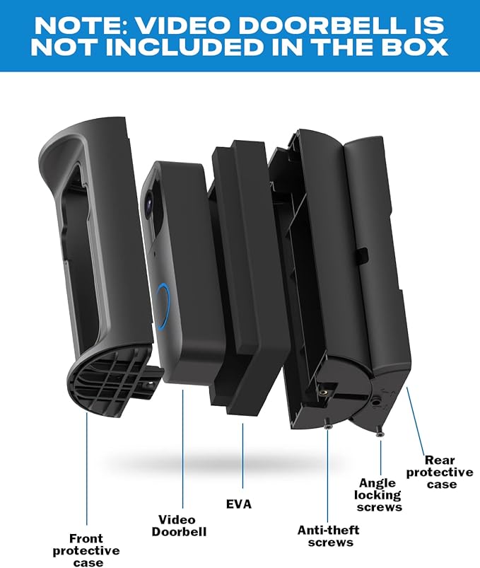 Anti-Theft Video Doorbell Mount，Adjustable 360° Degree Doorbell Angle No-Drill Mount Compatible with Ring Battery Doorbell /Plus/Pro Video Doorbell Upgrade Corner Kit for Houses,Apartments