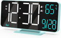 KOSUMOSU Digital Alarm Clock, 6.7in Digital Clock for Bedroom, Auto Dimming, Room Temperature, Day of The Week, Seconds, Date, Desk Clocks for Living Room, Alarm Clocks for Bedrooms