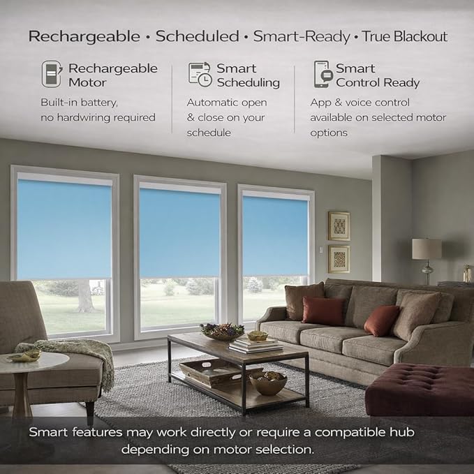 ZSHINE Motorized Blackout Window Blinds Customize Width (23-95 Inches) Remote Control Wireless and Rechargeable Roller Shades Blinds for Windows, Home, Office, Hotel, Club, Restaurant (82010L)