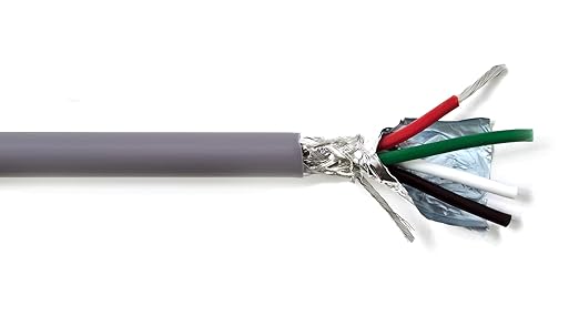 KWANGIL 4C 14AWG AMESB Shielded Cable Wire (UL2464) - Flexible Str TC, PVC Ins, OS+Drain+TC BRD, PVC JKT for CNC Machine, Stepper Motor, VFD Spindle (Gray 100FT)
