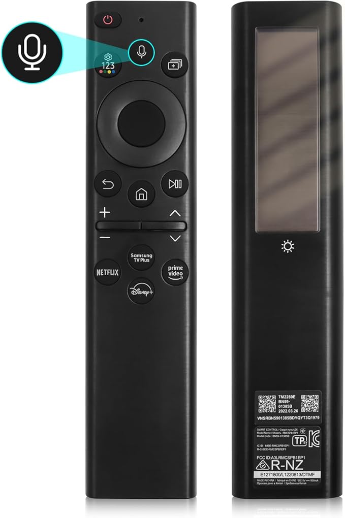 BN59-01385A Solar Voice Replacement Remote Control for Samsung Remote Control for Smart TV, Rechargeable SolarCell Control for Samsung Smart TVs Neo QLED,The Frame,Crystal Smart TVs
