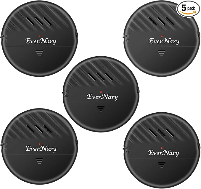 EverNary Window Vibration Alarm,5Pack-125dB Loud Ultra-Slim Anti-Theft Alarm for Door and Window Glass Break Sensor Alert with Adjustable Sensitivity (5, Black)