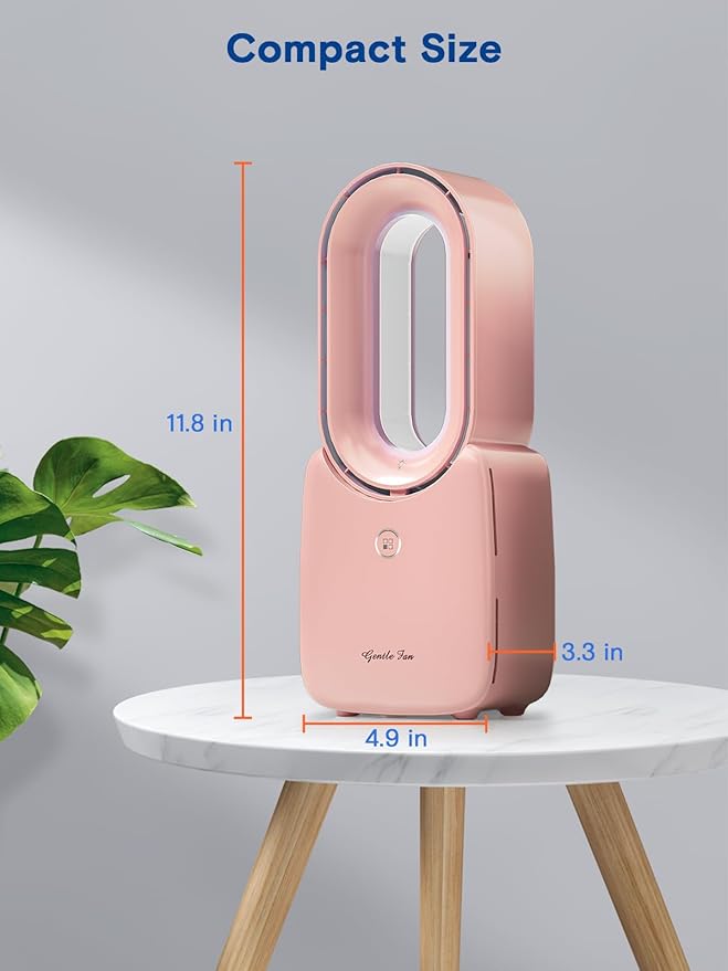 let'me Desk Fan, 11.8 Inch Bladeless Fan Mini Office Fan 4 Speeds with 5-Colors Ambient Light, USB Table Fan Small Quiet for Home, Bedroom,Dorm