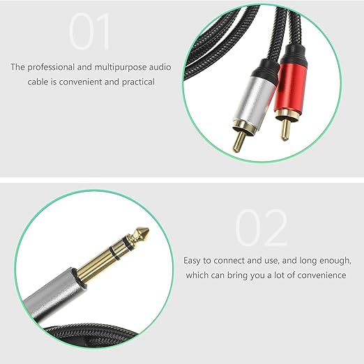 FRCOLOR 35mm 3-core Stereo to 2-Connector Audio Cable 3m Guitar Sound Signal Splitter Cable for Studio Recording and Microphone Accessories