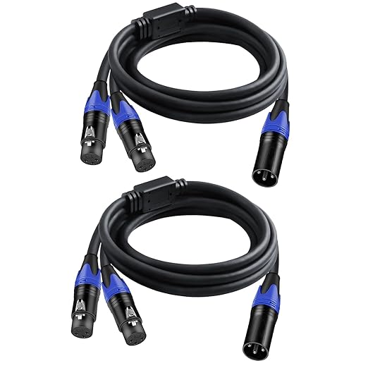 (5 FT- 2 Pack) 1 Male to 2 Female XLR Y Splitter Micrphone Cable, 3pin Male to Dual Female Y-Splitter Balanced Mic Audio Cables for Stereo Mic to L & R Audio Track