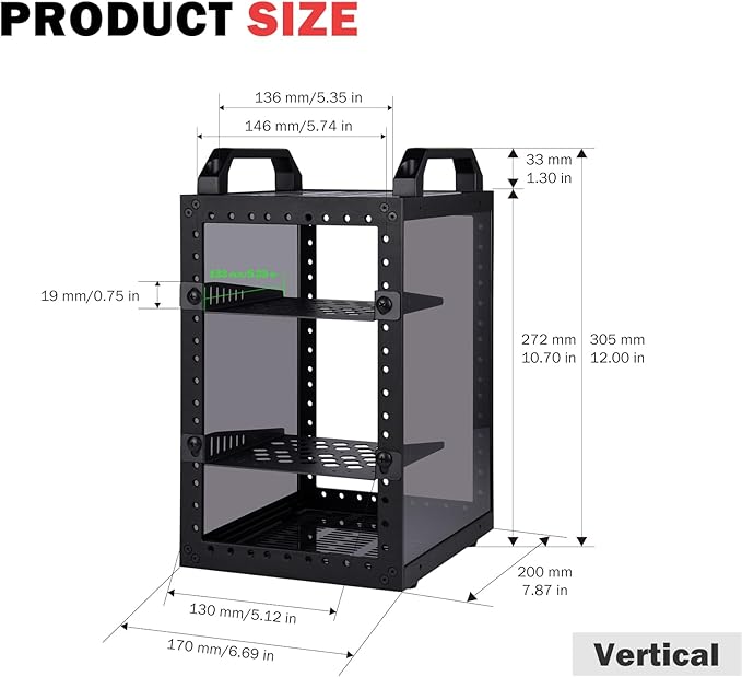 GeeekPi DeskPi RackMate TT Mini Server Cabinet for Mini PC, Network, Servers, Audio, and Video Equipment