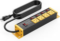 CCCEI Heavy Duty Surge Protector Power Strip 20 Amp Individual Switches. 10FT 12 Gauge Extension Cord with Multiple Outlets. Kitchen, Garage, Shop, Industrial Wall Mount Electric Extender, Yellow.