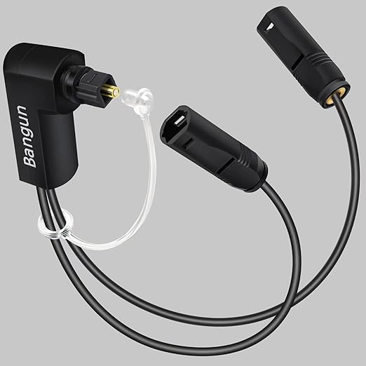 Bangun 90 Degree Optical Audio Splitter 1 in 2 Out, Digital Toslink Fiber Optical Splitter Audio Adapter (1 Male Input 2 Female Output) for TV, Soundbar