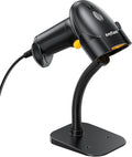 Anyeast Barcode Scanner with Stand: USB Wired Inventory 2D 1D QR Code Scanner,Compatible with Computer POS MAC with Automatic Scanning, Handheld Barcode Reader for Library Supermarket（Yellow）