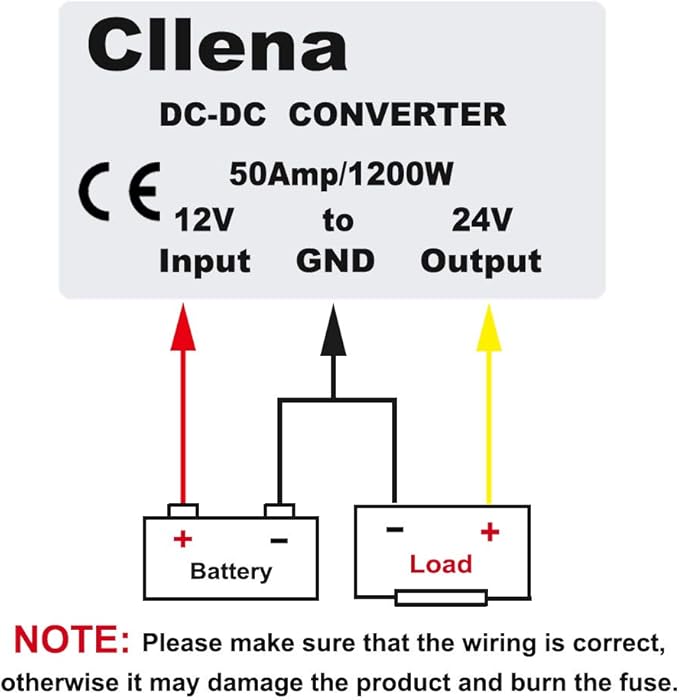 Cllena DC/DC 12V to 24V Boost Converter 50A 1200W Step Up Voltage Regulator Power Supply Voltage Transformer (Input 10V-16V)
