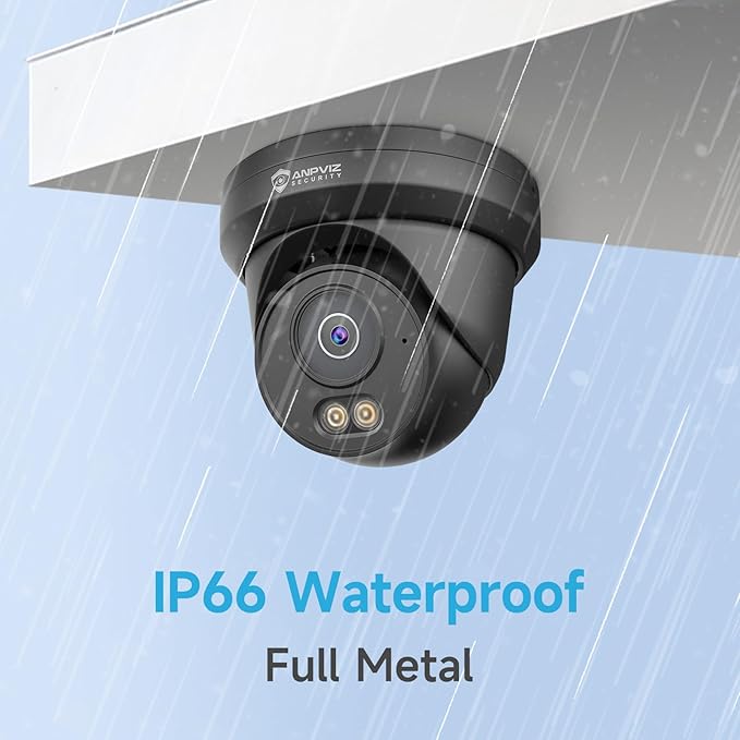 Anpviz 4MP PoE Camera Black, Full Metal Turret Security IP Camera Outdoor Indoor, Smart Dual Light Color Night Vision, AI Human Motion Detection, Built-in Mic, 2.8mm Lens, NDAA