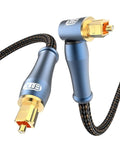 EMK 90 Degree Toslink Optical Cable 24K-Gold Connector 360 Degree Free-Rotating Plug Fiber Optic Cable S/PDIF Toslink Male to Male for Home Theater, Sound Bar, TV, PS4, Xbox (Blue,6.6ft/2m)