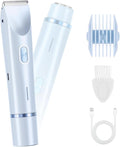 Bikini Trimmer for Women 2 in 1 Dual Head - IPX7 Waterproof Painless Electric Razors for Beauty, Pubic Hair, Face, Legs & Underarms– Portable Cordless Shaver with Fast Charging, Easy Cleaning (Blue)
