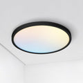 ASD LED 12" Round Flush Mount Ceiling Light Fixture, Low Profile Surface Lighting | 5CCT, Dimmable, Ultra-Thin, ETL Listed | 24W 1900LM 2700-6000K 120V | Kitchen, Bedroom, Hallway Lamp | Black