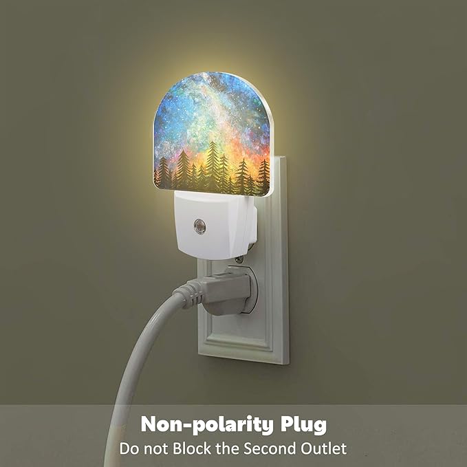 sndheke Northern Lights and Forest Night Light for Kids,Milky Way Galaxy Trees Night Light Plug in with Dusk to Dawn Sensor,0.5w Energy Saving Nightlight for Hallway Stairway Kitchen Bedroom