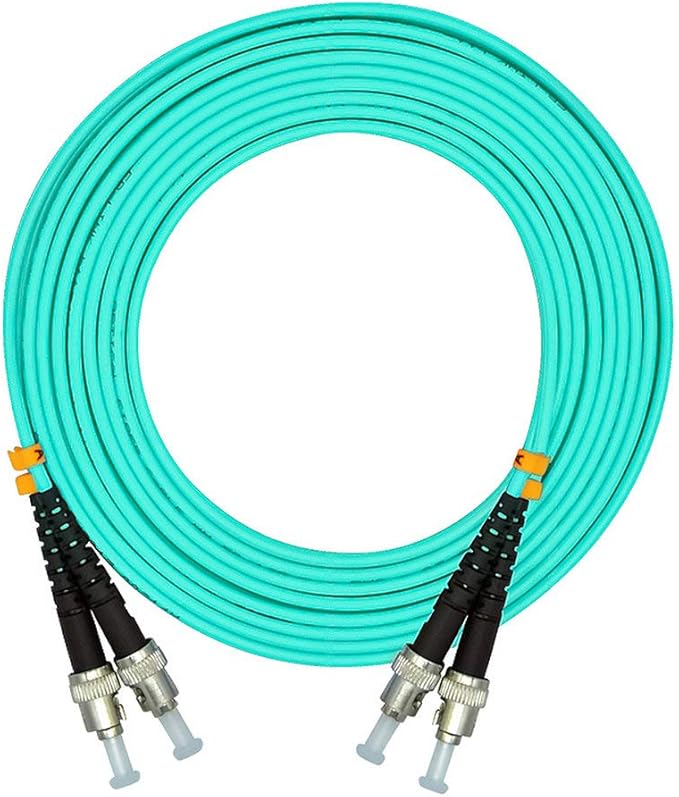 Jeirdus 2Meters 6ft ST to ST Duplex 50/125 10G OM3 Multi-Mode Fiber Optic Cable Jumper Optical Patch Cord ST-ST