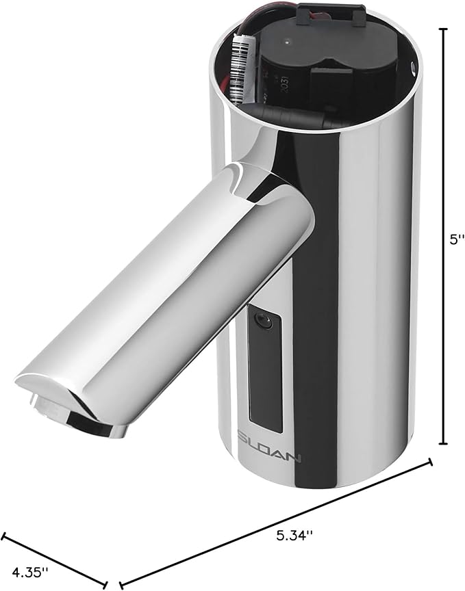 Sloan Optima EAF-200 Sensor Activated Touch-Free Faucet, Commercial Grade w/Mounting Hardware - 0.5 GPM Bluetooth, Hardwired Deck-Mounted Mid Body, Polished Chrome Finish, 3335055