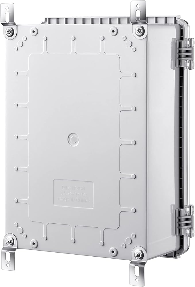 Gratury Junction Box, IP67 Waterproof Plastic Enclosure for Electrical Project, Hinged Grey Cover, Includes Mounting Plate and Wall Bracket (Transparent Cover with Inner Door, 14.6"×10.6"×5.9")