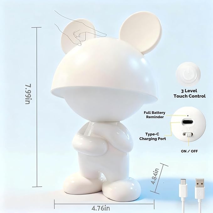 ShonlPin Night Light for Kids,Rechargeable Table Lamp,Touch Lamps for Nightstand,Dimmable,Breastfeeding,Baby Nursery,Sleep Aid,Cute Decor Gifts Stuff for Baby Toddler Boys Girls Christmas Birthday