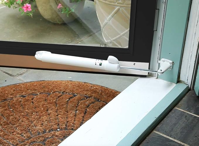 Touch 'n Hold Smooth Door Closer - Single Kit (White) - Standard-Duty Door Closer with Touch-Button Hold Open Feature & Smooth Closing Motion – for (Medium & Lightweight) Storm, Screen Doors.