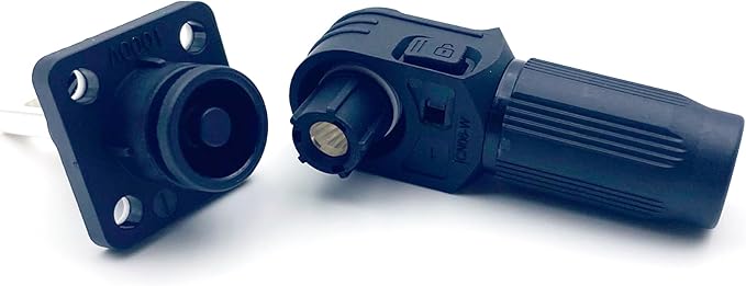 1 Set Battery Energy Storage Connector, Quick Plug Terminal High Current Connectors Copper Plate Wiring Adapter Right Angle Plug and Socket IP67 Waterproof Power Connector 100A 16mm² (100A, Black)