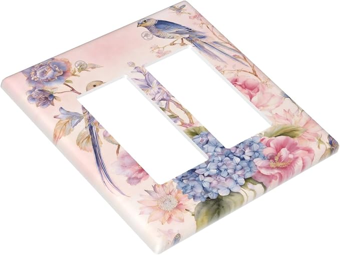 Bvtewkhz Floral Birds Morris 2 Gang Double Rocker Decorative Outlet Covers Light Switch Plate Electrical Receptacle Switchplate For Bathroom Kitchen Bedroom
