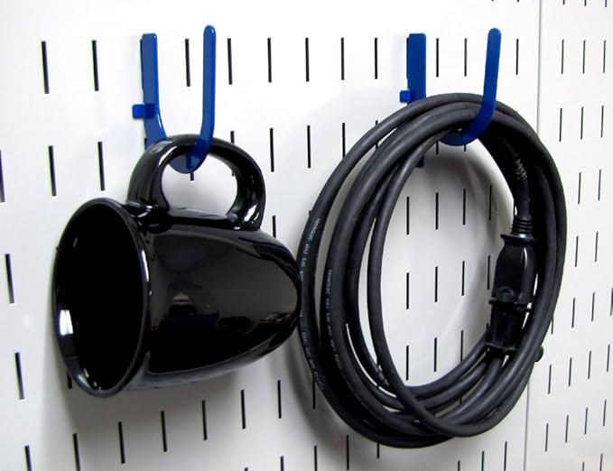 Wall Control 3in Reach U-Hook Accessory “U” Shaped Slotted Metal Pegboard Hook Pegboard and Slotted Tool Board – Blue
