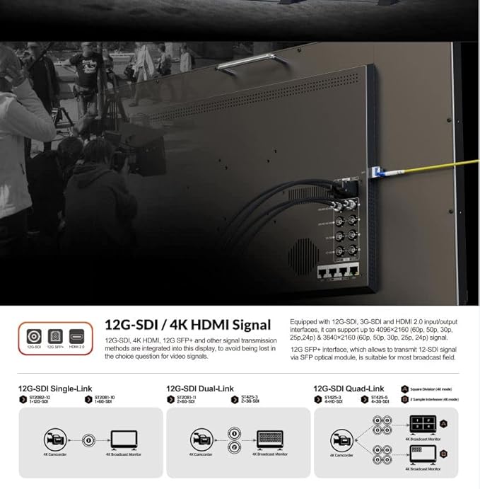LILLIPUT Q28-VBP 28" 12G-SDI 12G-SDI and 4K HDMI 2.0 Professional Production Studio Monitor (V Mount) Quad-Split Multiview Display HDR and 3D-LUT Support