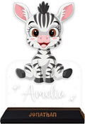 hun concept Personalized Kids Zebra Night Light – Custom Name LED Lamp for Nursery, Baby Room & Bedroom, Cute Animal Acrylic Night Lamp with Wooden Base, Unique Birthday & Christmas Gift for Children