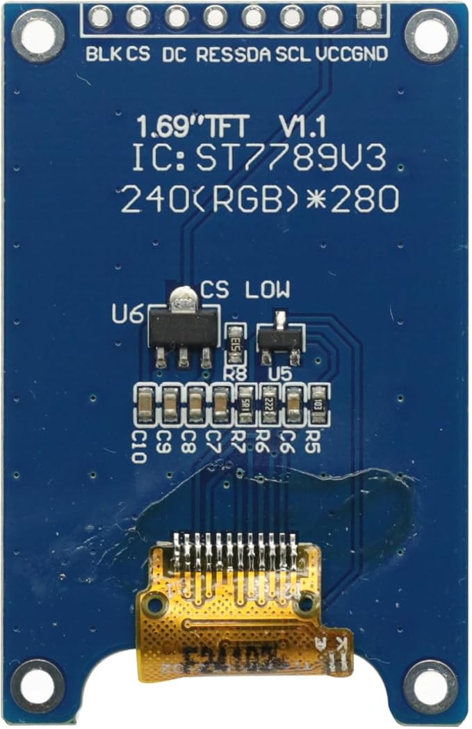 1.69 Inch 1.69" Color TFT Display Module HD IPS LCD LED Screen 240X280 SPI Interface ST7789 Controller for Arduino