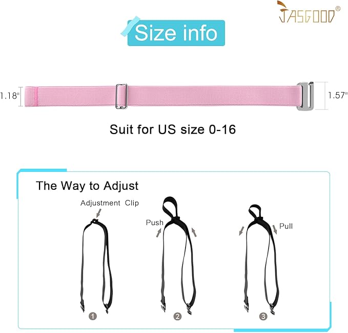 JASGOOD Women No Show Stretch Belt Elastic Web Strap Belt with Flat Buckle for Jeans Pants Dresses