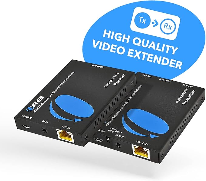 OREI HDMI Extender UltraHD Over Single Cat6/Cat7 Cable 4K @ 60Hz with HDR & IR Control - Up to 165 ft EDID Management