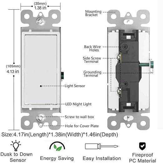 10Pack SOZULAMP Wall Switch with Night Light - Combination Nightlight and Single Pole Light Switch