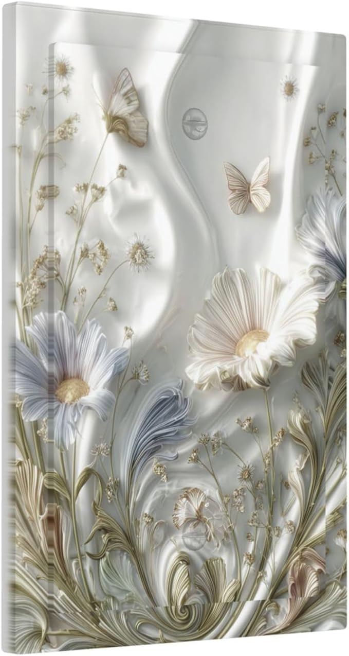 Bvtewkhz Boho Floral Wild Flower No Device Single Blank Decorative Light Switch Covers Electrical Faceplate Switch Plates for Bathroom Kitchen Home