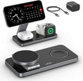 UEQ Foldable 3 in 1 Wireless Charging Station for Apple Magsafe Charger Stand,Fast Magnetic Wireless Charger Station for iPhone 17 Air 16 15 14 13 12 Series,Airpods Pro,Apple Watch Ultra (Pure Black)