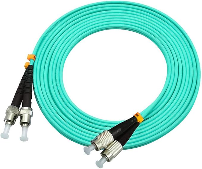 Jeirdus 5Meters 16ft FC to ST Duplex 50/125 10G OM3 Multi-Mode Fiber Optic Cable Jumper Optical Patch Cord FC-ST
