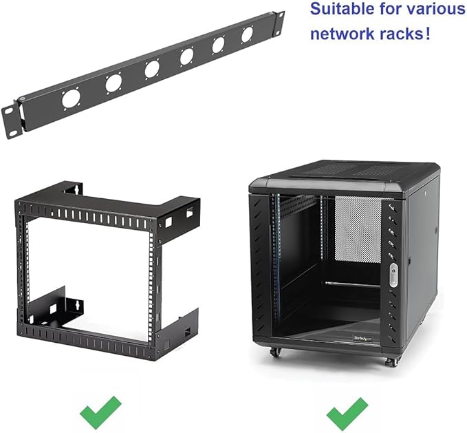 QiaoYoubang 1U Hinged Rack Panel 6D XLR HDMI Audio Rack Mount Panel for 19 inches Rack Mount (6D)