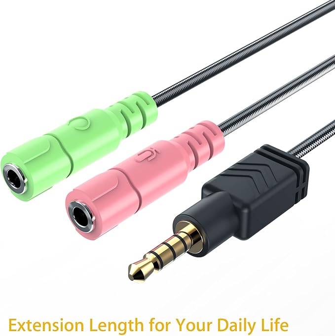 MillSO Headphone Mic Splitter [2 Pack] 3.5mm Headset Adapter 2 TRS Female to TRRS Male CTIA Stereo Audio Mic Jack Y Splitter for Dual-Plug Gaming Headset to Xbox, PS4, Phone, Laptop, PC