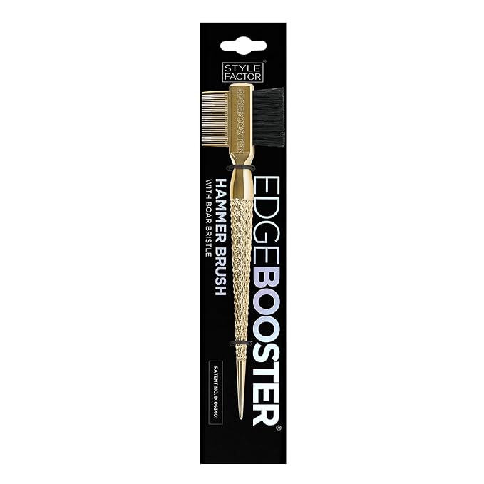 Style Factor EDGE BOOSTER® Hammer Brush Rat Tail– Double-Sided Edge Control Brush & Comb with Boar Bristles – For Edges, Slick Backs, Baby Hair Styling, and Taming Flyaways