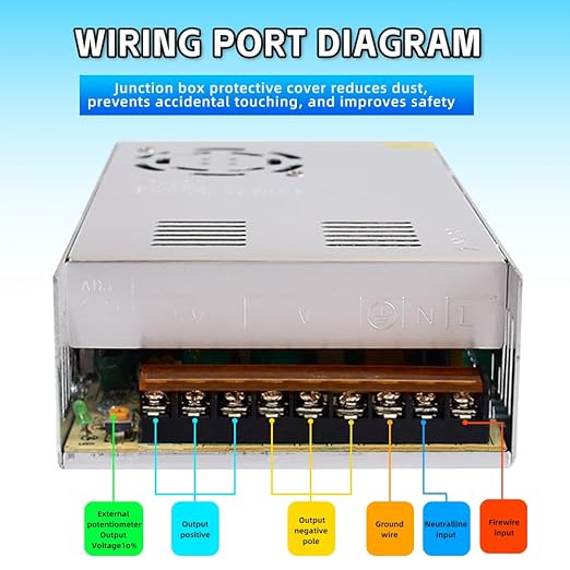 HuanQiuSensmart 110V AC to 12V DC Transformer, 12V 500W 40A Switching Power Converter, Built-in Cooling Fan, with Various Power adapters.