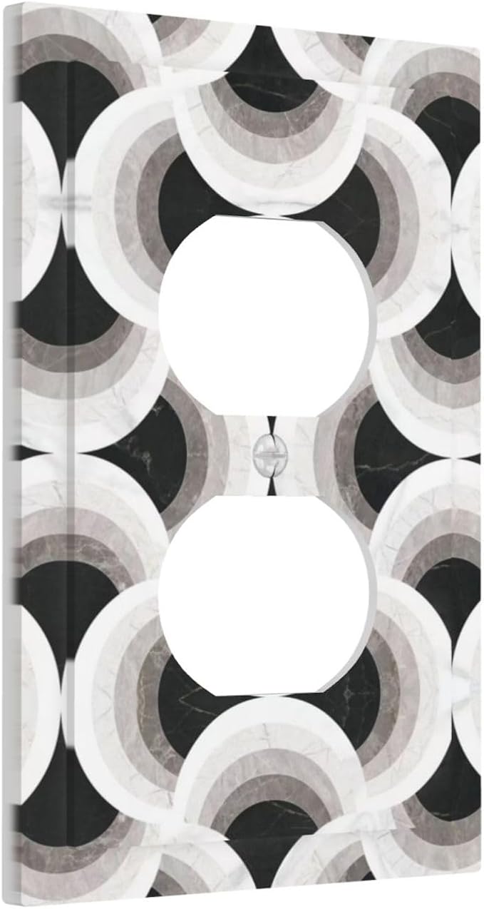 Bvtewkhz Black/White Art Marble Duplex Outlet Decorative Light Switch Covers Electrical Faceplate Switch Plates for Bathroom Kitchen Home