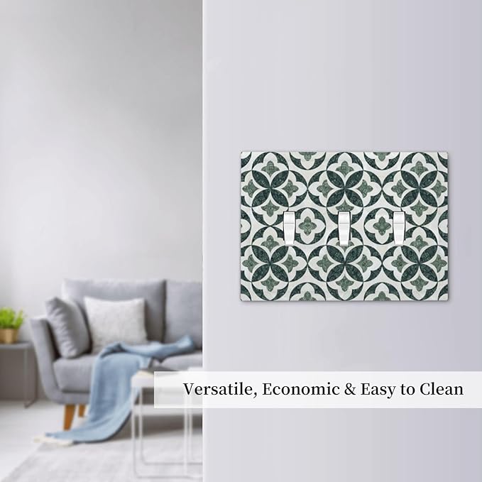 Bvtewkhz Green Luxury Modern Cubic Marble 3 Gang Triple Toggle Decorative Light Switch Covers Electrical Faceplate Switch Plates For Bathroom Kitchen Home