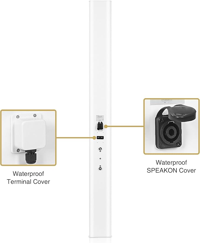 Sound Town Weatherproof Compact Aluminum Line Array Column Speaker with Wall Mount Bracket, 10 x 3 Woofers, 6 x 1.2 Dome Tweeters, White, for Church, Indoor & Outdoor Installation (CARPO-M106W)