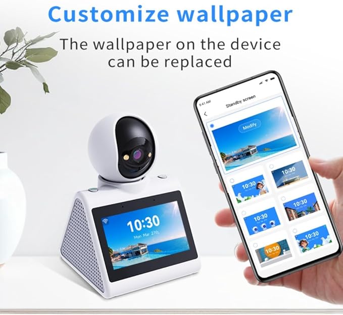 SIYZHOP Indoor Home Security Camera,Pet Dog Camera,Two Way Video Camera with 4.3inch Big Screen,Nanny cam, Monitor for Baby/Elder/Nanny/Dog/pet with Phone App Dome Camera(Button Calling Version)